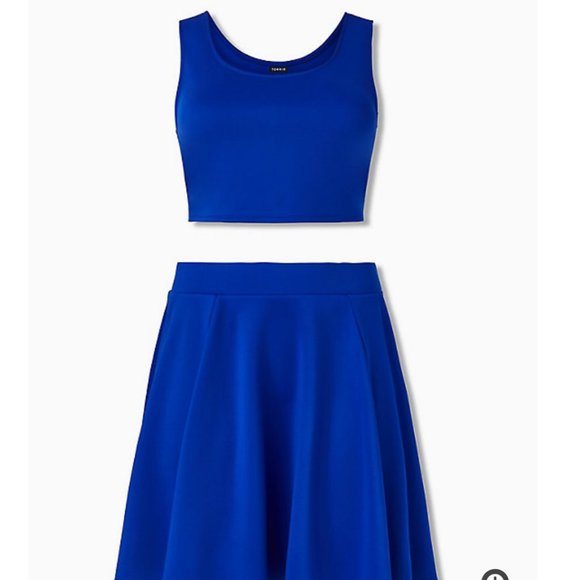 torrid Dresses & Skirts - Electric Blue Scuba Knit Crop Top and Skirt Set